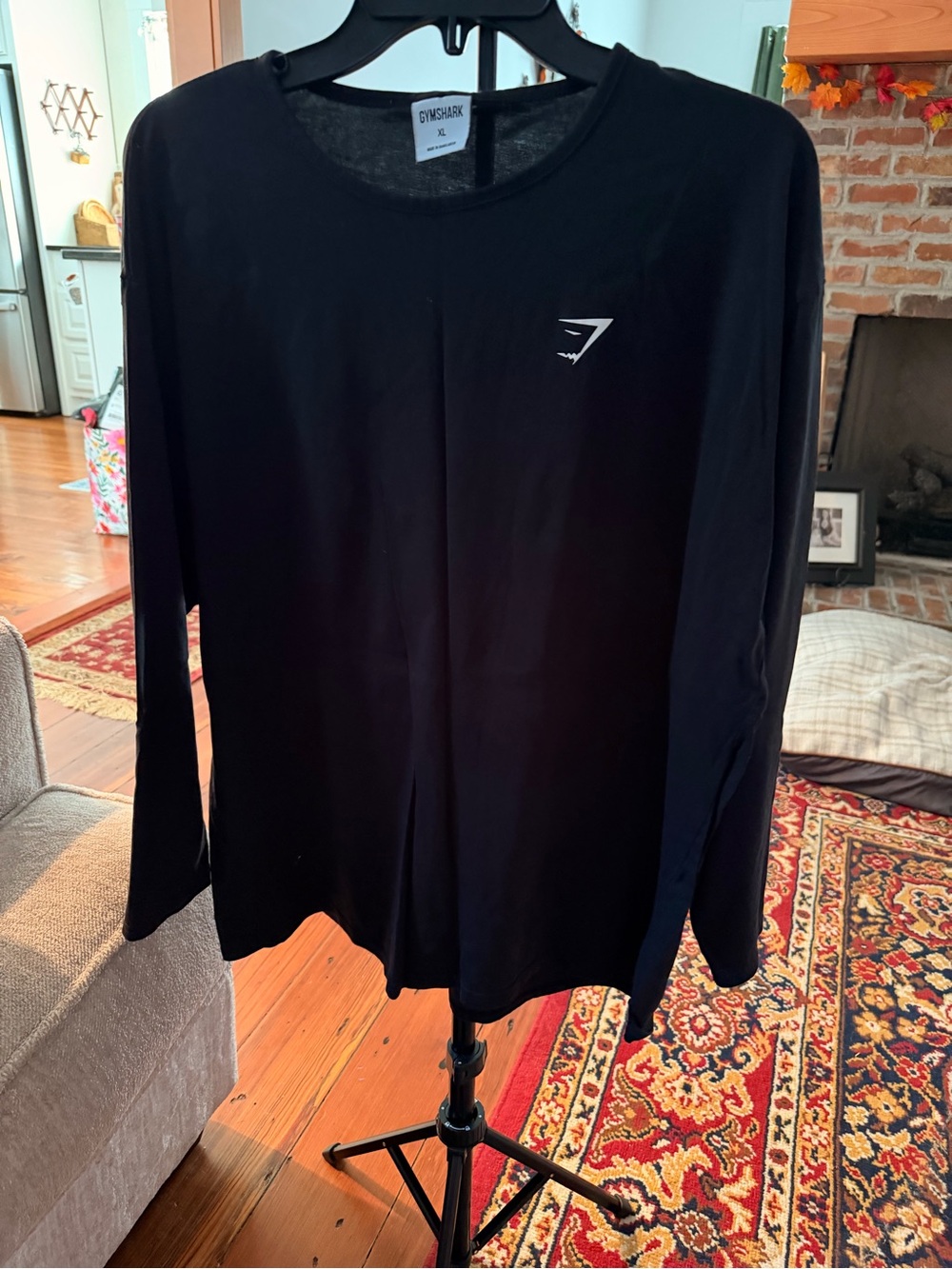 Gymshark Black Long Sleeve Training Tee with Chest Logo